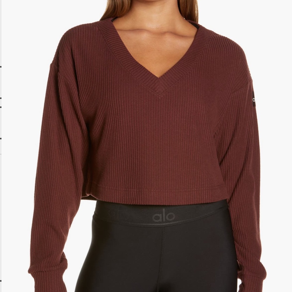 Alo Muse Ribbed Crop Pullover